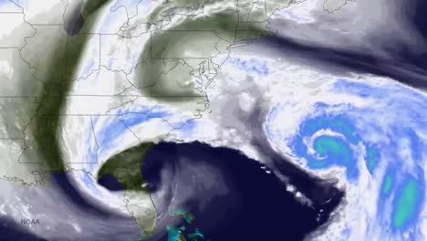 Eine-Wetterkarte-Zeigt-Einen-Riesigen-Sturm,-Der-Sich-Darauf-Vorbereitet,-Die-Ostküste-Der-USA-Zu-Treffen-Of
