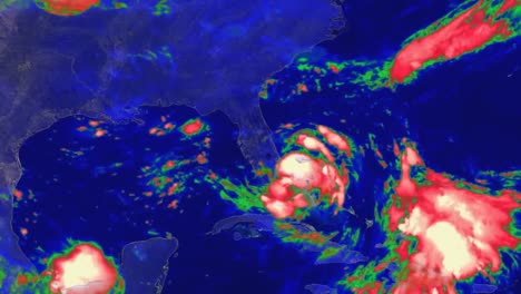 Eine-Wetterkarte-Verfolgt-Den-Hurrikan-Katrina,-Als-Er-2014-Die-Karibik-überquerte