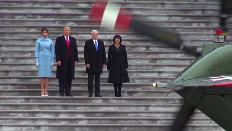 Newly-Appointed-President-Donald-J-Trump-And-Vp-Mike-Pence-Say-Farewell-To-The-Former-President-Of-The-United-States-Barack-H-Obama-On-The-East-Front-Plaza-Of-The-Us-Capitol-On-Jan-20-2017
