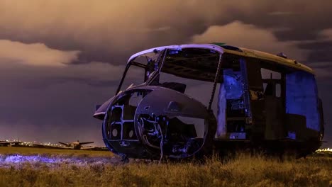 Great-Time-Lapse-Shots-Through-A-Junkyard-Or-Boneyard-Of-Abandoned-Airplanes-At-Night-5