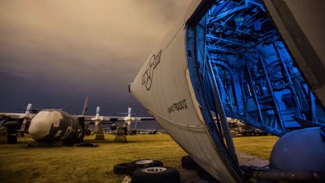 Great-Time-Lapse-Shots-Through-A-Junkyard-Or-Boneyard-Of-Abandoned-Airplanes-At-Night-7