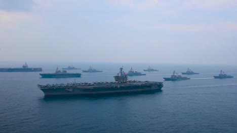 An-Aerial-Over-The-Us-Carl-Vinson-Strike-Group-Moving-Across-The-Sea-Of-Japan