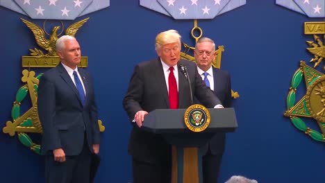 President-Donald-Trump-Makes-Remarks-At-The-Swearing-In-Ceremony-Of-General-Jim-Mattis-At-The-Department-Of-Defense