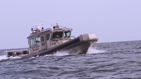 A-Slow-Motion-Shot-Of-A-Dominica-Coast-Guard-Boat-On-Choppy-Seas