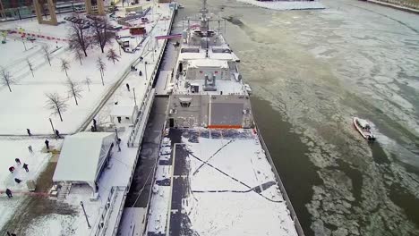Drone-Footage-Shows-The-Uss-Little-Rock-Docked-In-Buffalo-New-York-Covered-In-Snow