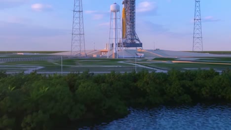 Photorealistic-Animation-Shows-The-Em1-Rocket-On-A-Nasa-Launch-Pad