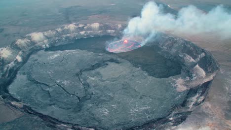Amazing-Aerial-Shot-Over-The-Summit-Vent-Lava-Lake-On-Kilauea-Volcano-Erupting-Hawaii-2