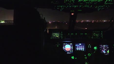 Footage-Shows-The-View-From-The-Cockpit-As-C17-Takes-Off-From-An-Air-Base