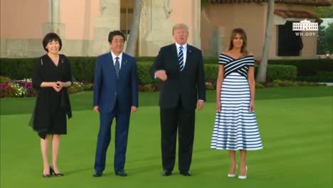 President-Donald-Trump-And-Japanese-Prime-Minister-Shinzo-Abe-Engage-In-A-Friendship-Walk-During-A-State-Visit-At-Mar-A-Lago-In-Florida