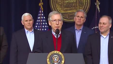 Us-Senate-Majority-Leader-Mitch-Mcconnell-Speaks-Following-A-Presidential-Retreat-At-Camp-David