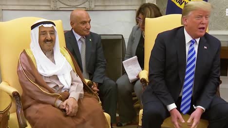 Us-President-Donald-Trump-Meets-With-The-Amir-Of-The-State-Of-Kuwait-In-The-White-House-And-Discusses-Canada-Trade-Deal-And-Tarrifs