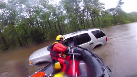 A-Search-And-Rescue-Team-Rescues-A-Man-Trapped-In-Flood-Waters-In-His-Truck-During-Hurricane-Florence