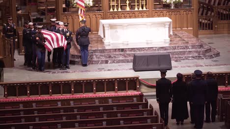 The-Casket-Coffin-Of-President-George-H-W-Bush-Is-Brought-Into-The-Capitol-With-Honor-Guard-To-Lie-In-State-During-This-State-Funeral