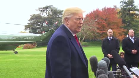 Us-President-Donald-Trump-Speaks-To-Reporters-In-Press-Corps-And-Tells-A-Reporter-Asking-About-Whether-He-Wants-Matt-Whitaker-To-Reign-In-The-Fbi-Mueller-Investigation-That-She-Is-Asking-A-Stupid-Question