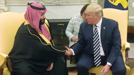 Us-President-Donald-Trump-Meets-With-Crown-Prince-Mohammed-Bin-Salman-Of-The-Kingdom-Of-Saudi-Arabia-Compliments-Saudi-Purchase-Huge-Amounts-Of-Arms-And-Weapons-And-Defense-Systems-From-America-1