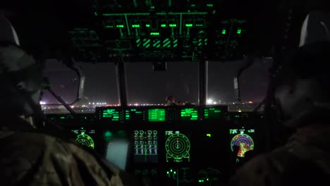 Pov-Of-A-C130-Cargo-Plane-Taking-Off-From-A-Runway-At-Night