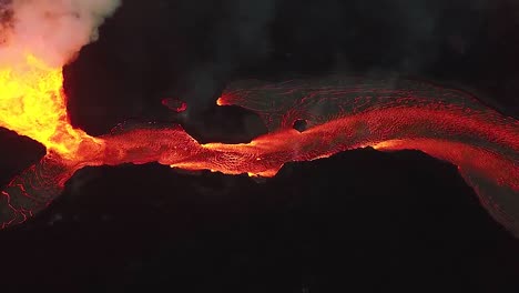 Aerial-Over-The-Kilauea-Volcano-Erupting-At-Night-With-Huge-Lava-Flows-1