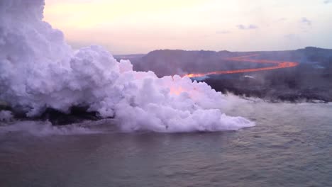 Very-Good-Aerial-Of-The-Kilauea-Volcano-On-Hawaii-Eruption-With-Very-Large-Lava-Flow-Entering-Ocean-With-Smoke-1