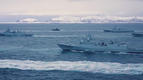 Aerial-Shot-Of-The-Norwegian-Navy-Patrolling-Northern-Waters-In-Winter-1