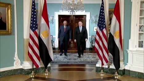 El-Secretario-De-Estado-De-Estados-Unidos,-Mike-Pompeo,-Se-Reúne-Con-El-Ministro-De-Relaciones-Exteriores-De-Egipto,-Sameh-Shoukry-De-Egipto.