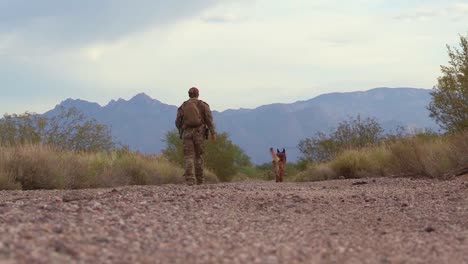 A-Member-Of-The-Us-Border-Patrol-Walks-The-Border-Between-The-Us-And-Mexico-With-A-Dog-Canine