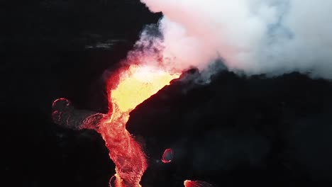 Aerial-Footage-Shows-Lava-Flowing-After-A-Volcanic-Eruption-In-Hawaii
