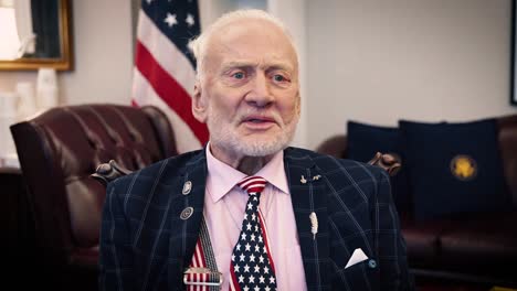 Buzz-Aldrin-Is-Interviewed-On-The-50Th-Anniversary-Of-The-Moon-Landing-Recalling-The-Experience-As-Well-As-Advising-Future-Astronauts