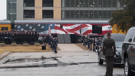 Preparations-Are-Made-To-Remove-President-Bush\'S-Casket-From-A-Train-At-Texas\'-College-Station