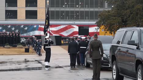 Servicemen-March-Away-From-President-Bush\'S-Hearse-After-Depositing-His-Casket-There