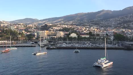 Madeira-Approaching-Funchal-With-Breakwater-And-Boats