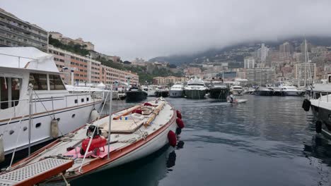 Monaco-Harbor-With-Moored-Sailboat