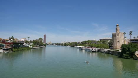 Seville-Torre-Del-Oro-From-Bridge-Over-Guadalquivir-River