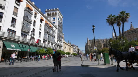 Calle-Sevilla-Con-Gente-Y-Carruaje