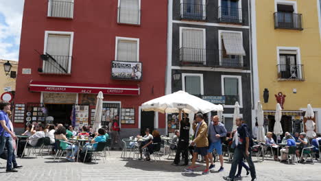 Spain-Cuenca-Main-Plaza-With-Tourists-Slow-Motion