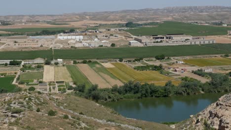 Spain-Ebro-River-Near-Sastago-With-Fields-And-Industry