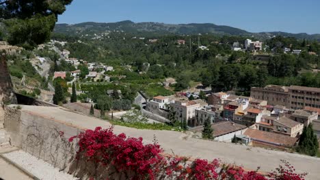 Spain-View-Of-Tortosa-And-Bougainvillea-From-Balcony