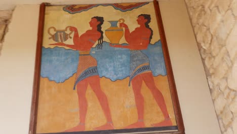 Grecia-Creta-Knossos-Pintura-De-Hombres-En-Ruinas