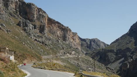 Greece-Crete-Kourtaliotiko-Gorge-Car-On-Road