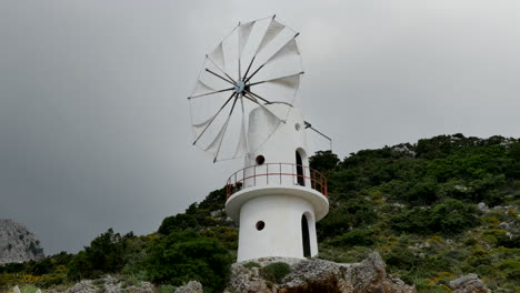 Greece-Crete-Lasithi-Plateau-Traditional-Windmill-Turning