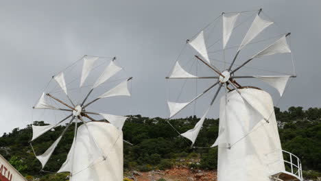 Greece-Crete-Lasithi-Plateau-Two-Windmills-Turning-In-Wind