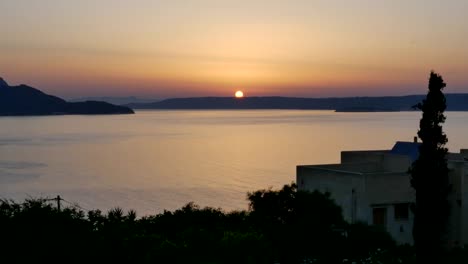 Greece-Crete-Sun-Drops-Over-Aegean-Sea-Time-Lapse