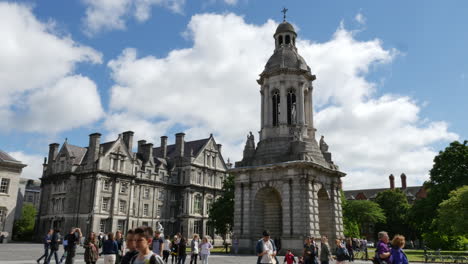 Ireland-Dublin-Trinity-College-With-Bell-Tower-And-Students-