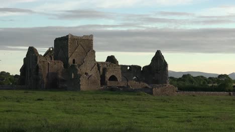 Ireland-Cashel-Hore-Abbey-Ruin-Interesting-Sky-Pan-And-Zoom