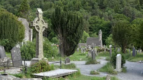 Ireland-Glendalough-St-Kevins-Celtic-Cross-And-Church