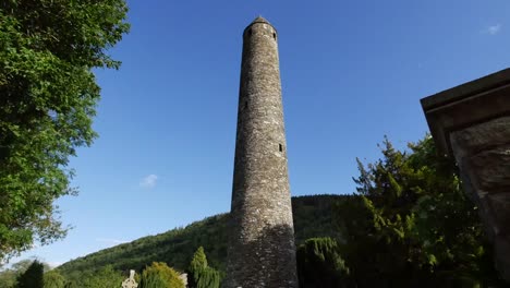 Ireland-Glendalough-Round-Tower-At-Celtic-Monastery-Ruin