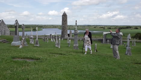 Ireland-Clonmacnoise-Man-Takes-Picture-As-Woman-Walks-By