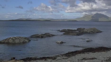 Ireland-County-Galway-Coast-High-Tide-Waves-Lap-Beach-Pan