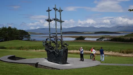 Ireland-County-Mayo-Famine-Memorial-Ship-With-Tourists