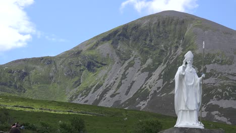 Ireland-Croagh-Patrick-A-Statue-Of-Saint-Patrick-And-The-Sacred-Mountain