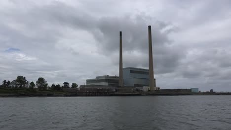 Ireland-Power-Plant-Seen-From-A-Ferry-Across-Estuary-